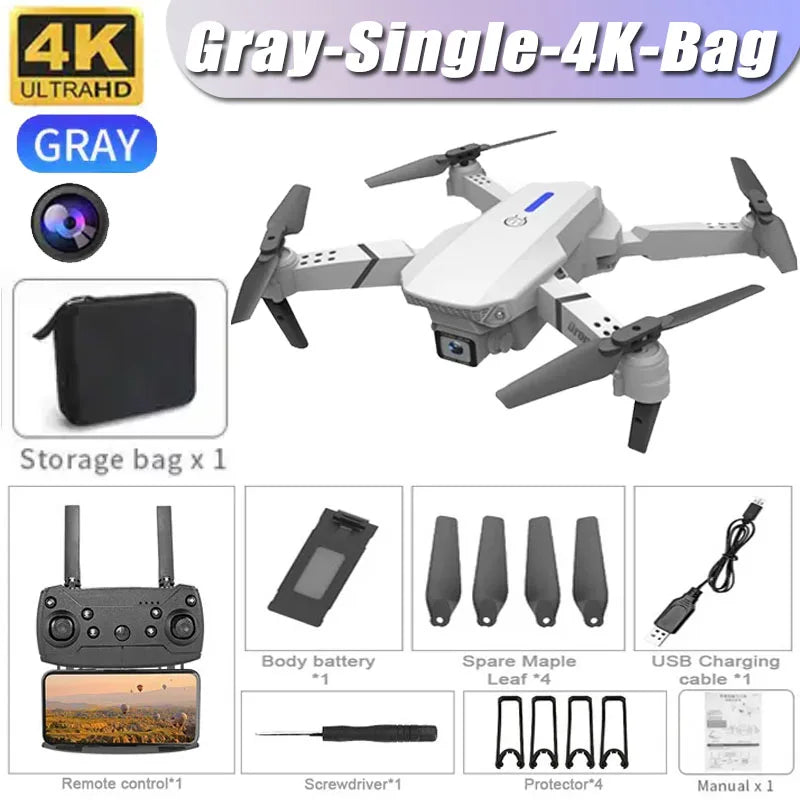Drone Profissional E88 4K com Câmera HD 1080P, WiFi, FPV, Altura Hold e Design Dobrável