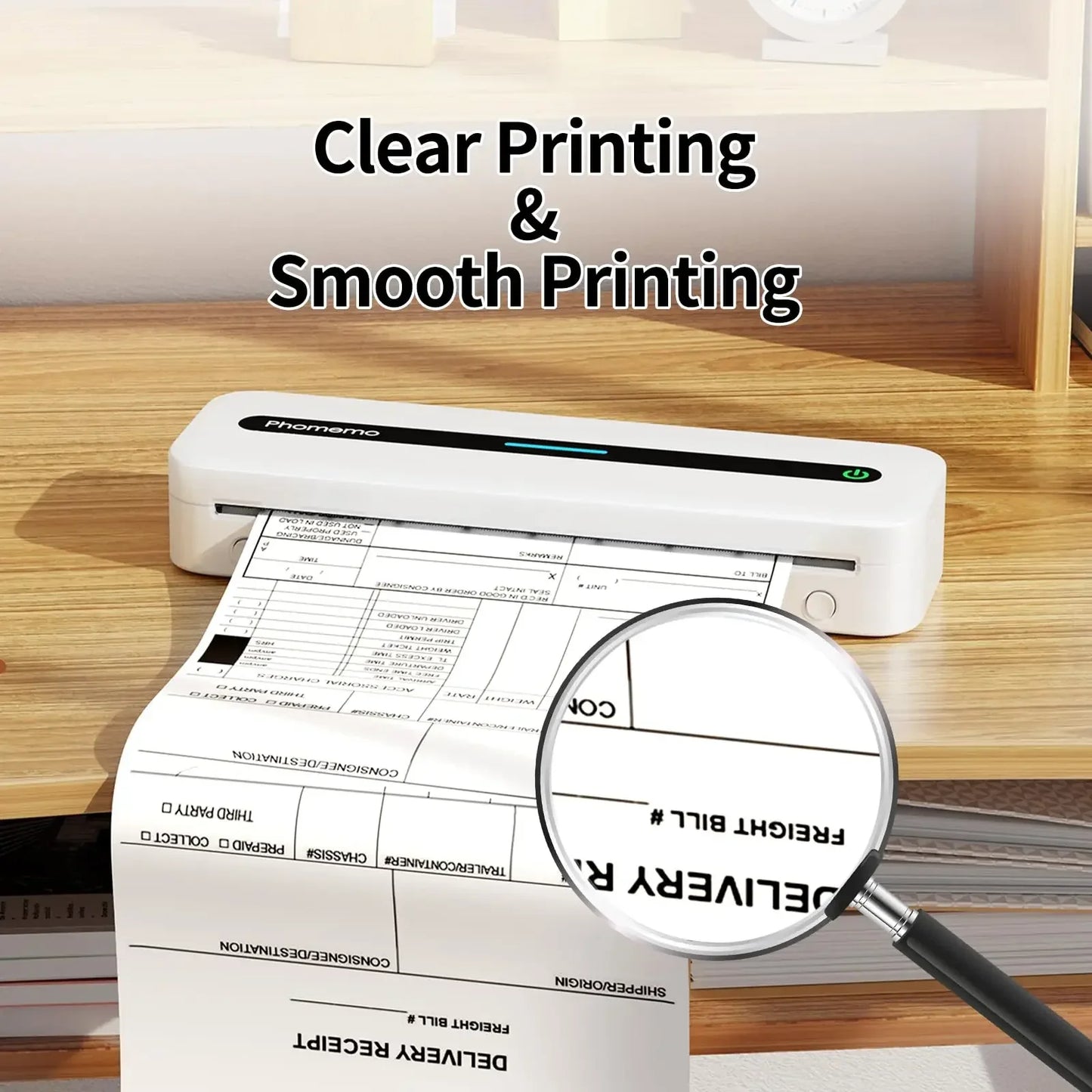 Phomemo M08F Impressora Térmica Portátil + Papel Térmico 50/80/110mm A4 Secagem Rápida - Compatível com M832/M834/M835 - Ideal para Estudo e Trabalho