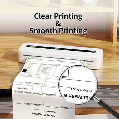 Phomemo M08F Impressora Térmica Portátil + Papel Térmico 50/80/110mm A4 Secagem Rápida - Compatível com M832/M834/M835 - Ideal para Estudo e Trabalho