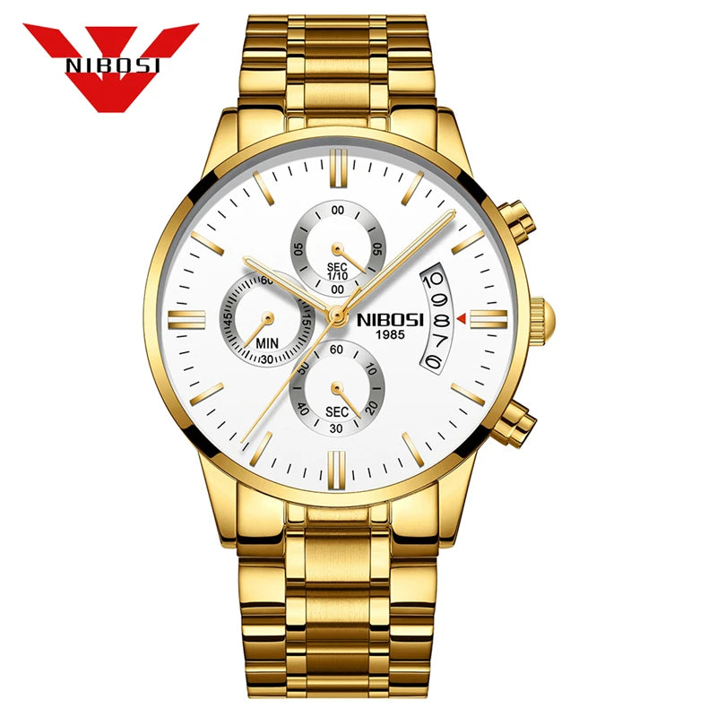 Nibosi relógios masculinos de luxo marca superior relogio masculino famoso moda casual vestido relógio militar quartzo relógios pulso saat