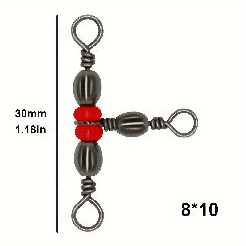 Conector de Pesca 3 Vias com Miçangas – Pacote com 50 Peças