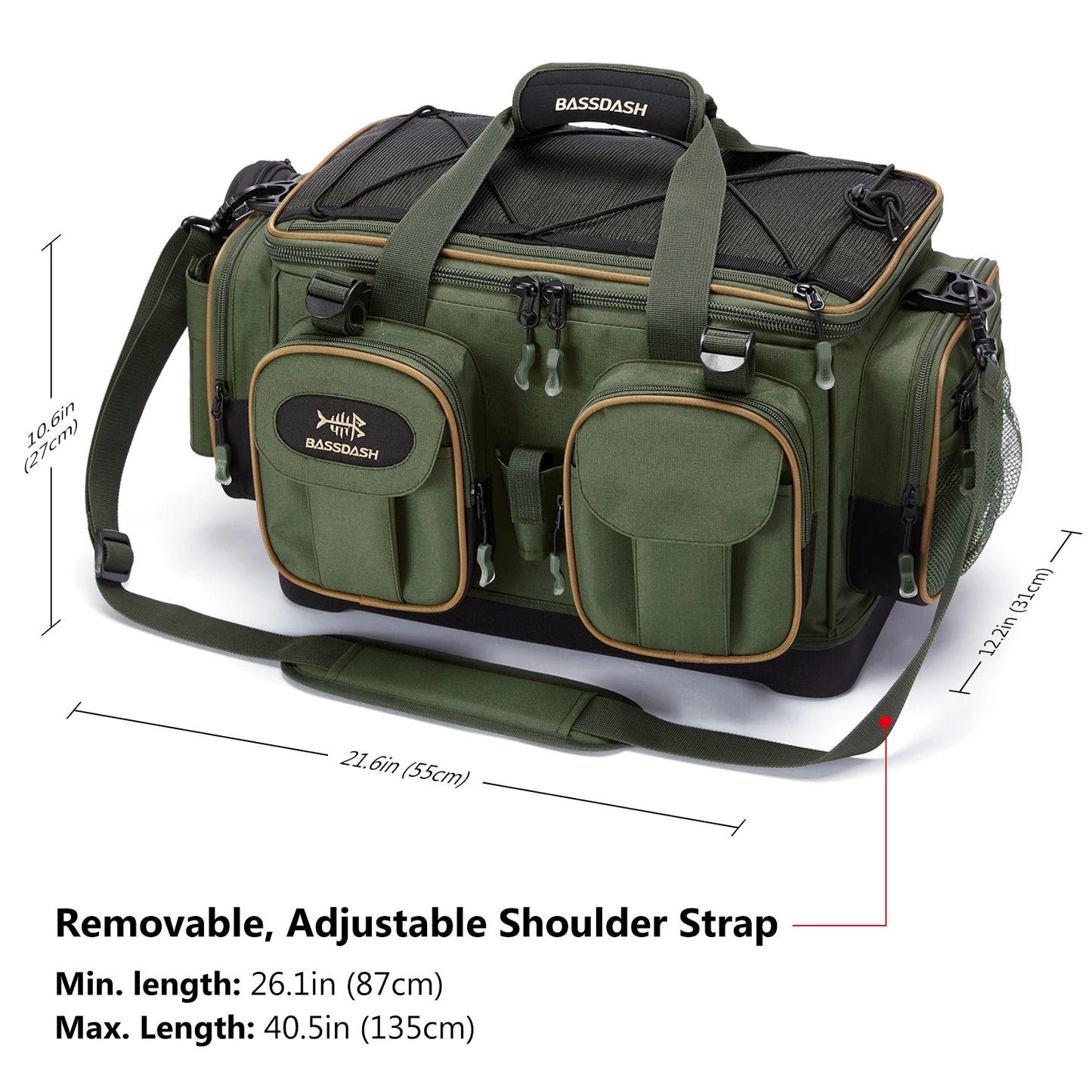 Bolsa de ombro para equipamento de pesca, resistente à água, leve, pacote de armazenamento de equipamentos com fundo duro moldado, capa de chuva