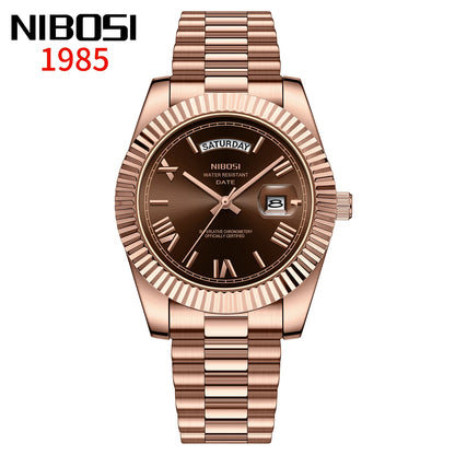 Nibosi relógios masculinos de luxo marca superior relogio masculino famoso moda casual vestido relógio militar quartzo relógios pulso saat