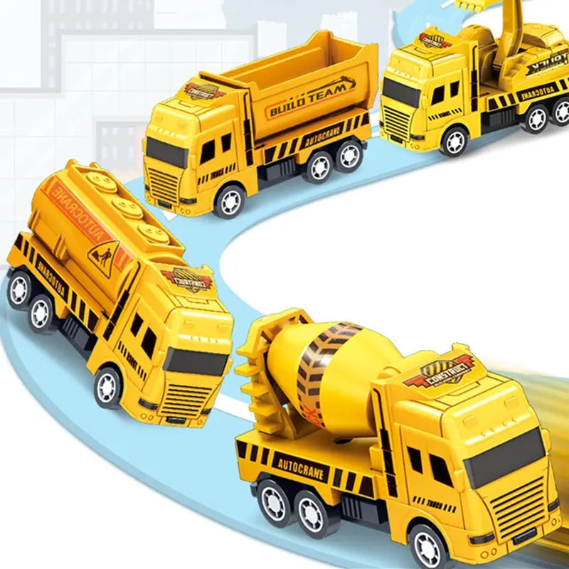 4 Carros Educativos - Brinquedo Infantil - Modelo de Veículo de Engenharia - Quatro Mini Carros.