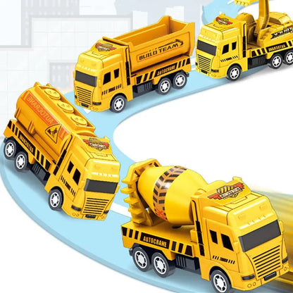 4 Carros Educativos - Brinquedo Infantil - Modelo de Veículo de Engenharia - Quatro Mini Carros.