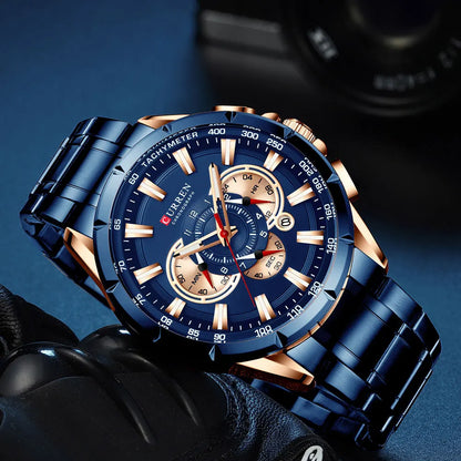Relógio Masculino Curren 8363 - Aço Inoxidável, Luxuoso e Multifuncional com Movimento Quartzo