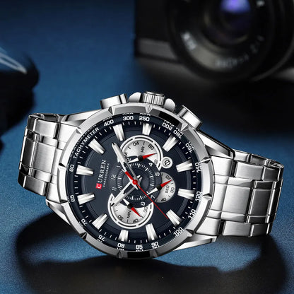 Relógio Masculino Curren 8363 - Aço Inoxidável, Luxuoso e Multifuncional com Movimento Quartzo