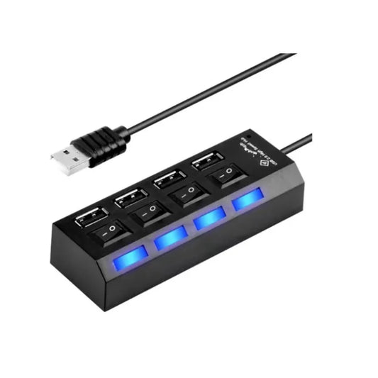 Hub USB com 4 Entradas USB 2.0 de Alta Velocidade com Botão Liga Desliga
