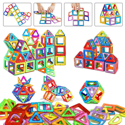 Blocos de Construção Magnéticos - Brinquedos Magnéticos de Tamanho Médio - Brinquedos de Construção - Brinquedos Educativos de Aprendizado com Imãs.