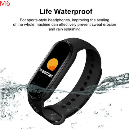 Pulseira Inteligente M6 Smomen para Fitness - Monitor de Frequência Cardíaca e Pressão Arterial - À Prova d'Água - Compatível com Mi Band 6 - Ideal para Homens e Mulheres