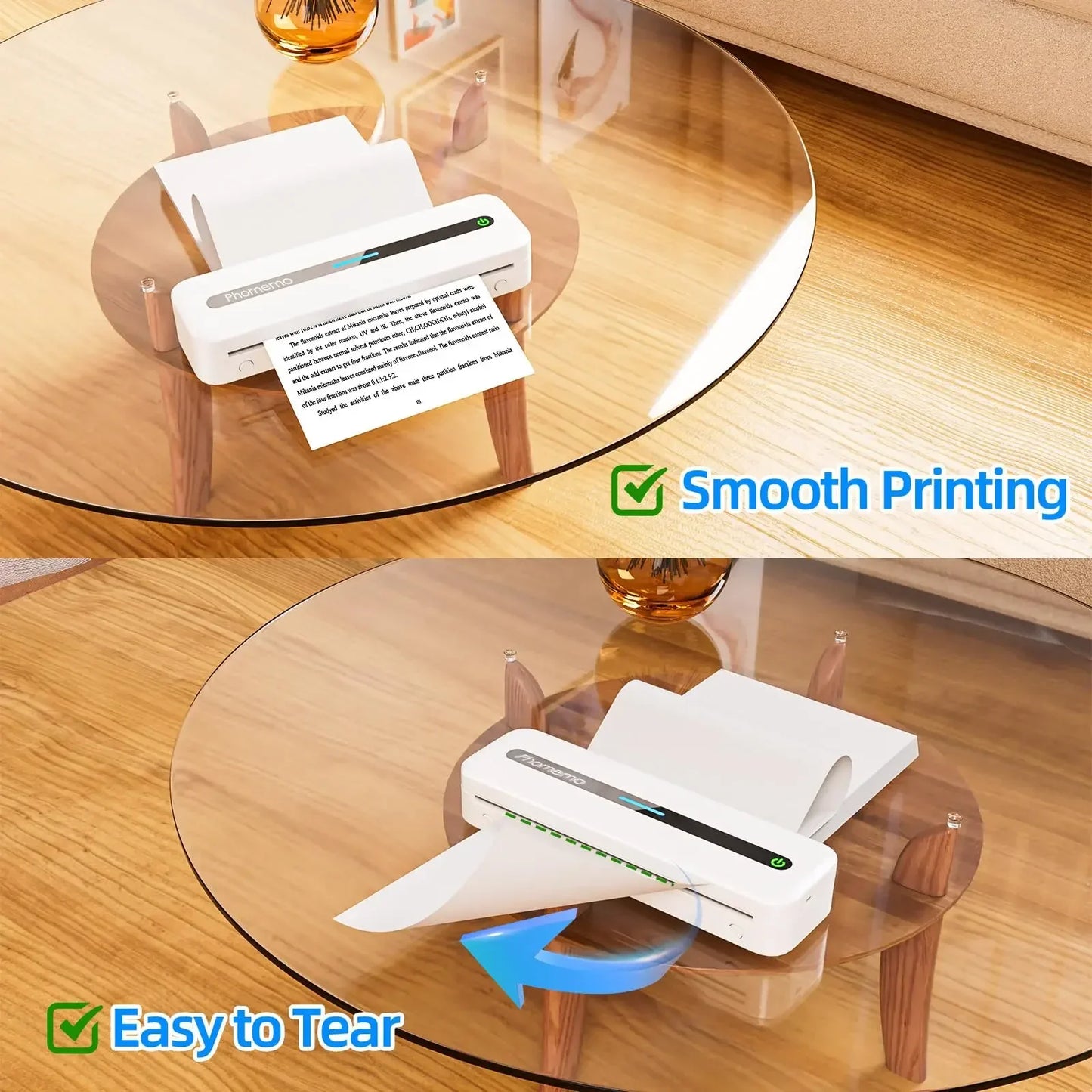 Phomemo M08F Impressora Térmica Portátil + Papel Térmico 50/80/110mm A4 Secagem Rápida - Compatível com M832/M834/M835 - Ideal para Estudo e Trabalho