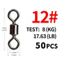 Girador para Pesca, aço inoxidável, conector sólido, 50Pcs.