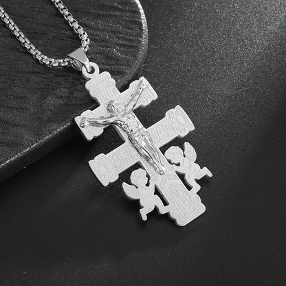 Colar Criativo com Pingente de Cruz de Jesus Cristo – Design Religioso Simples e Elegante para Homens e Mulheres