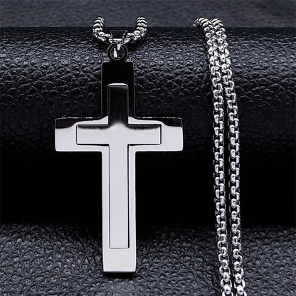 Cruz de Aço Inoxidável – Gargantilha Colar para Homem Banhada a Ouro – Joias Masculinas com Corrente Estilosa (Modelo N1173S02)