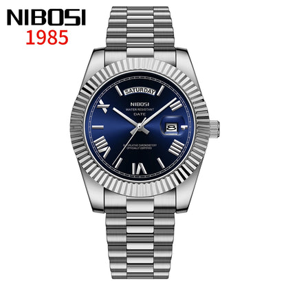 Nibosi relógios masculinos de luxo marca superior relogio masculino famoso moda casual vestido relógio militar quartzo relógios pulso saat