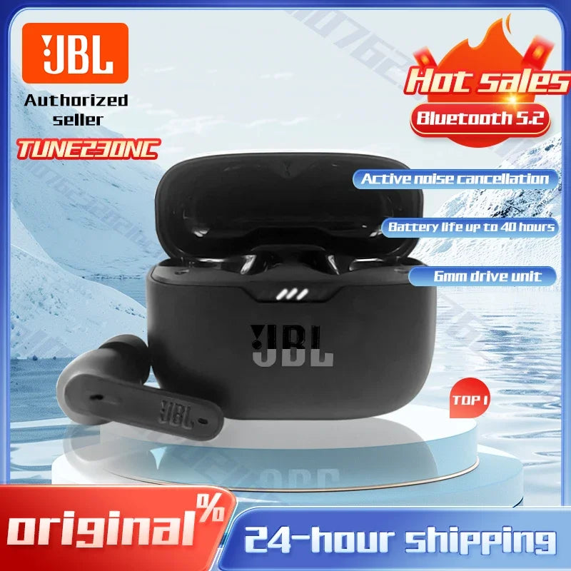Original jbl tune 230nc tws sem fio bluetooth fone de ouvido estéreo baixo à prova dwaterproof água esportes fone com microfone t230nc