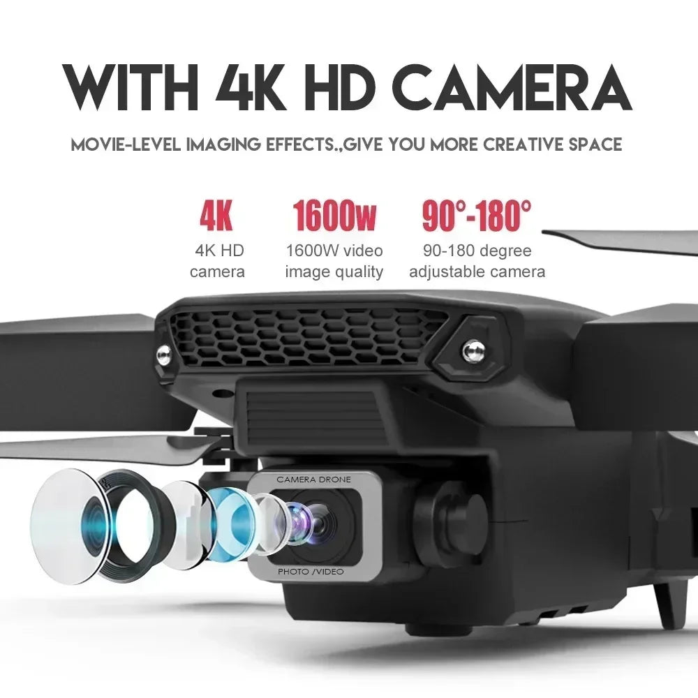 Drone Profissional E88 4K com Câmera HD 1080P, WiFi, FPV, Altura Hold e Design Dobrável