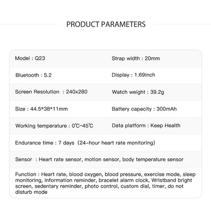 Relógio Inteligente de Luxo 2024 para Homens e Mulheres - Monitor de Fitness - À Prova d'Água - Pulseira Esportiva Estilosa - Compatível com IOS e Android