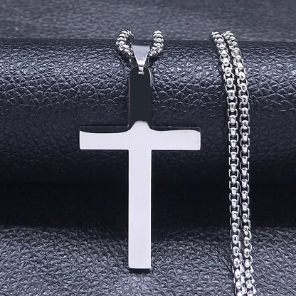 Cruz de Aço Inoxidável – Gargantilha Colar para Homem Banhada a Ouro – Joias Masculinas com Corrente Estilosa (Modelo N1173S02)