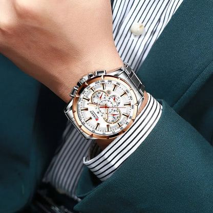 Relógio Masculino Curren 8363 - Aço Inoxidável, Luxuoso e Multifuncional com Movimento Quartzo