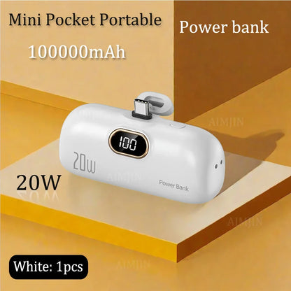 Carregador externo 20W, Mini Portátil 10000mAh - Carga Rápida para iPhone e Smartphones