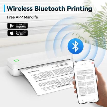 Impressora Térmica A4 Labelwell Portátil sem Tinta USB Bluetooth Wireless para Impressão de Documentos PDF, Fotos e Estêncil de Tatuagem (A4)