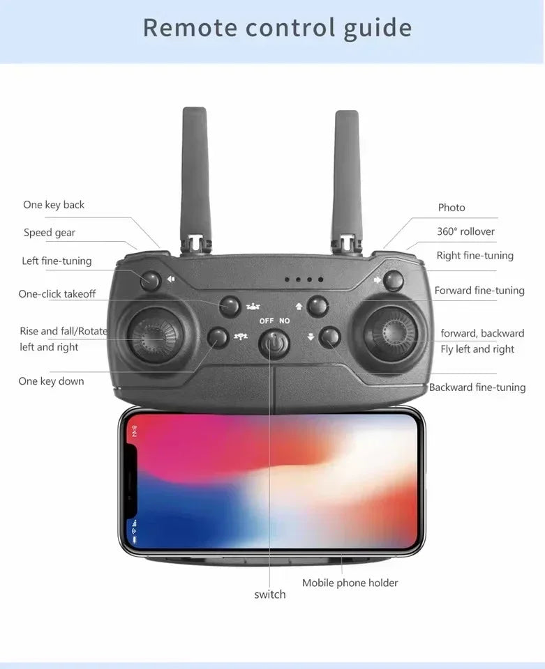 Drone Profissional E88 4K com Câmera HD 1080P, WiFi, FPV, Altura Hold e Design Dobrável
