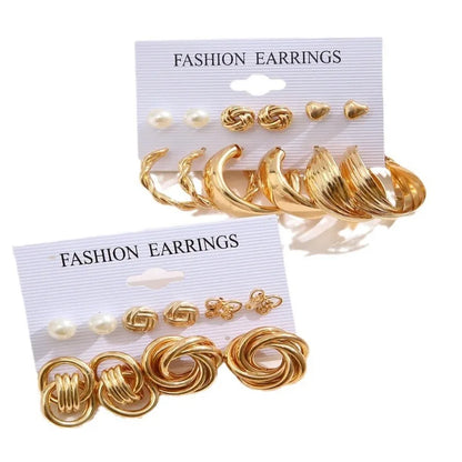 Conjunto de brincos femininos elegantes e elegantes de estilo geométrico com 11 pares de brincos luxuosos adequados para deslocamento diário