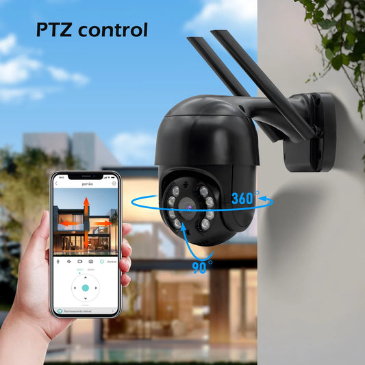Câmera de Segurança à Prova D'Água - Monitoramento WiFi para Segurança Externa com Visão Noturna.