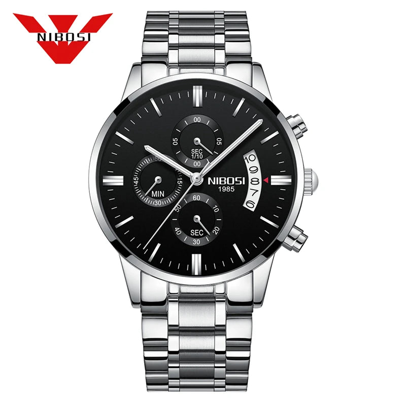 Nibosi relógios masculinos de luxo marca superior relogio masculino famoso moda casual vestido relógio militar quartzo relógios pulso saat