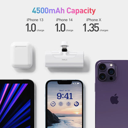 Powerbank iWALK 4500 mAh - Carga Rápida e Compacta para iPhone e Smartphones