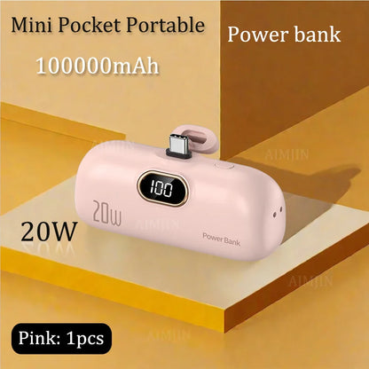 Carregador externo 20W, Mini Portátil 10000mAh - Carga Rápida para iPhone e Smartphones
