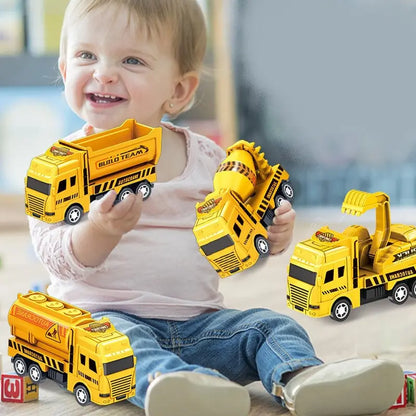 4 Carros Educativos - Brinquedo Infantil - Modelo de Veículo de Engenharia - Quatro Mini Carros.