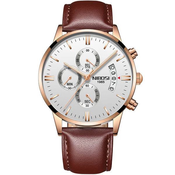Relógio Masculino NIBOSI de Luxo - Marca Superior, Estilo Militar e Movimento Quartzo