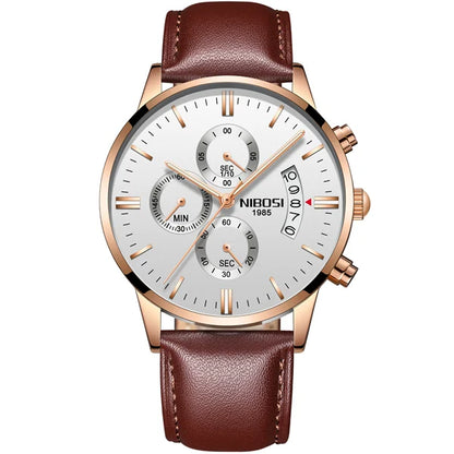 Relógio Masculino NIBOSI de Luxo - Marca Superior, Estilo Militar e Movimento Quartzo