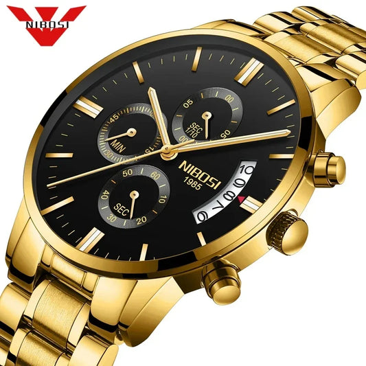 Relógio Masculino NIBOSI de Luxo - Marca Superior, Estilo Militar e Movimento Quartzo