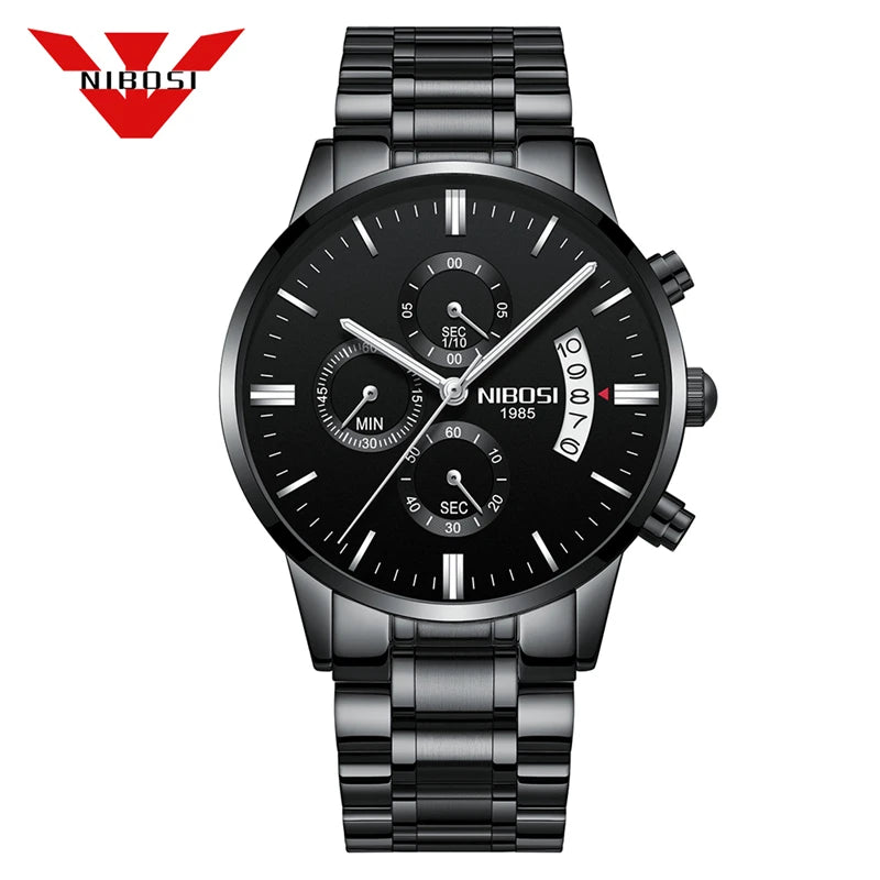 Nibosi relógios masculinos de luxo marca superior relogio masculino famoso moda casual vestido relógio militar quartzo relógios pulso saat