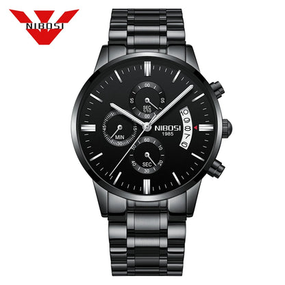 Nibosi relógios masculinos de luxo marca superior relogio masculino famoso moda casual vestido relógio militar quartzo relógios pulso saat
