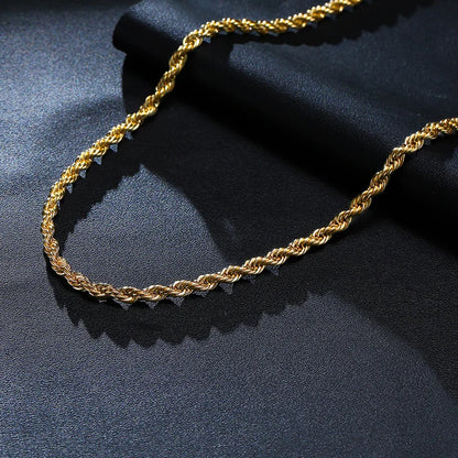 Colar Delicado de Corrente de Corda Dourada Vnox – Elegância para Mulheres e Homens
