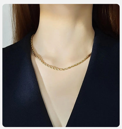 Colar Delicado de Corrente de Corda Dourada Vnox – Elegância para Mulheres e Homens