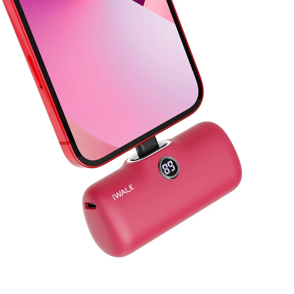 IWALK Power Bank Portátil 4800mAh - Carregador Ultra Mini com Carga Rápida para iPhone e Dispositivos Móveis - Banco de Bateria Externo
