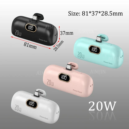 Carregador externo 20W, Mini Portátil 10000mAh - Carga Rápida para iPhone e Smartphones