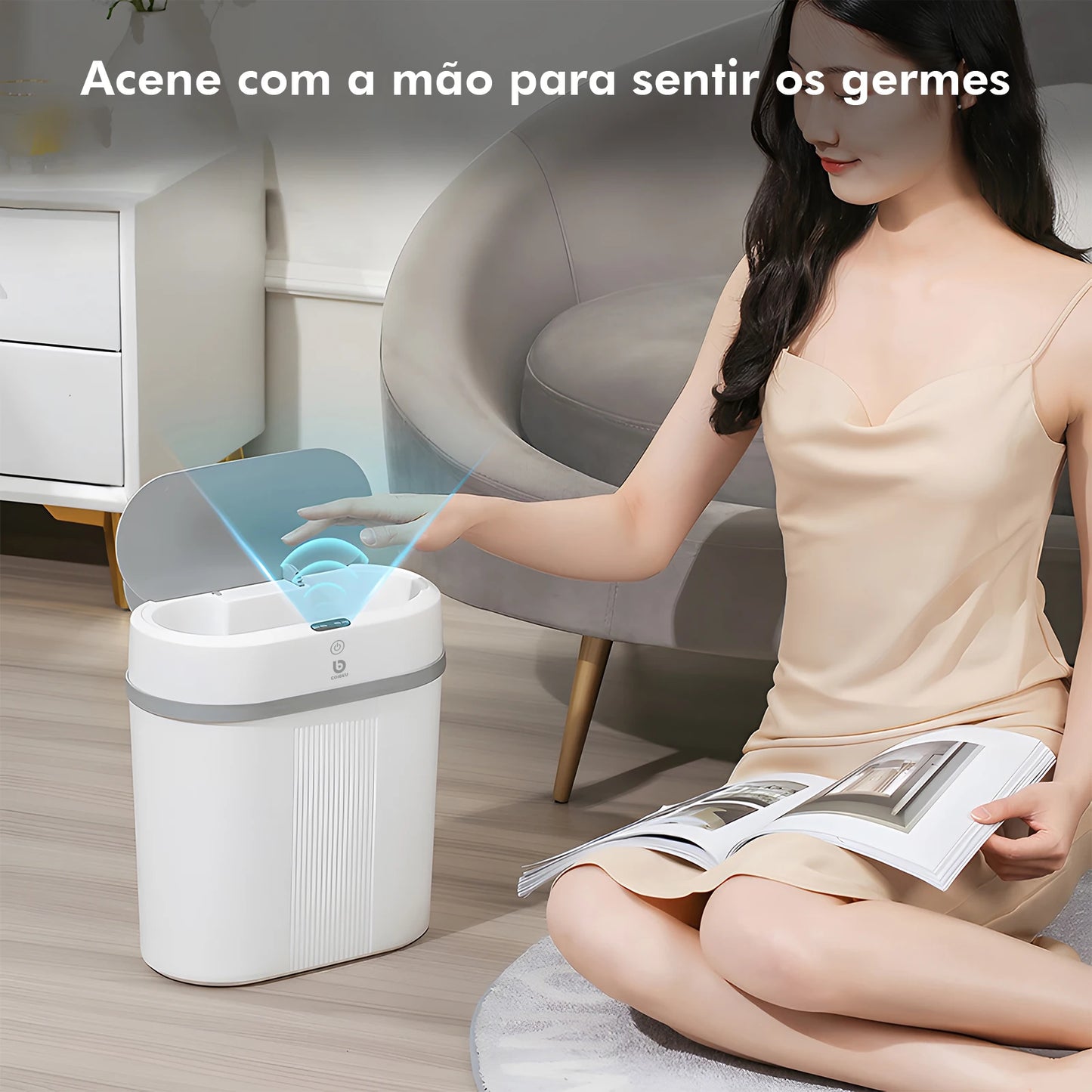 Lixeira Automática com Sensor, Lixeira de Banheiro, Lixeira Automática, Lixeira para Cozinha, Lixeira Inteligente com Sensor, 12L
