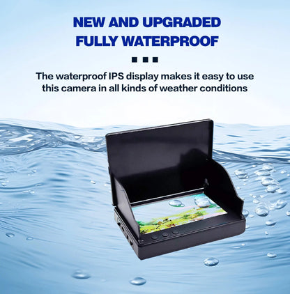 Localizador de peixe portátil, água profunda, 1080P 4,3 polegadas LCD Fish Finder subaquático 220 ° Câmera de pesca com visão noturna.