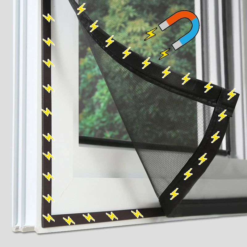 Tela de Janela Magnética Personalizável Preta, Tela Protetora contra Mosquitos, Cortinas para Casa, Tela Invisível Simples, Rede contra Mosquitos