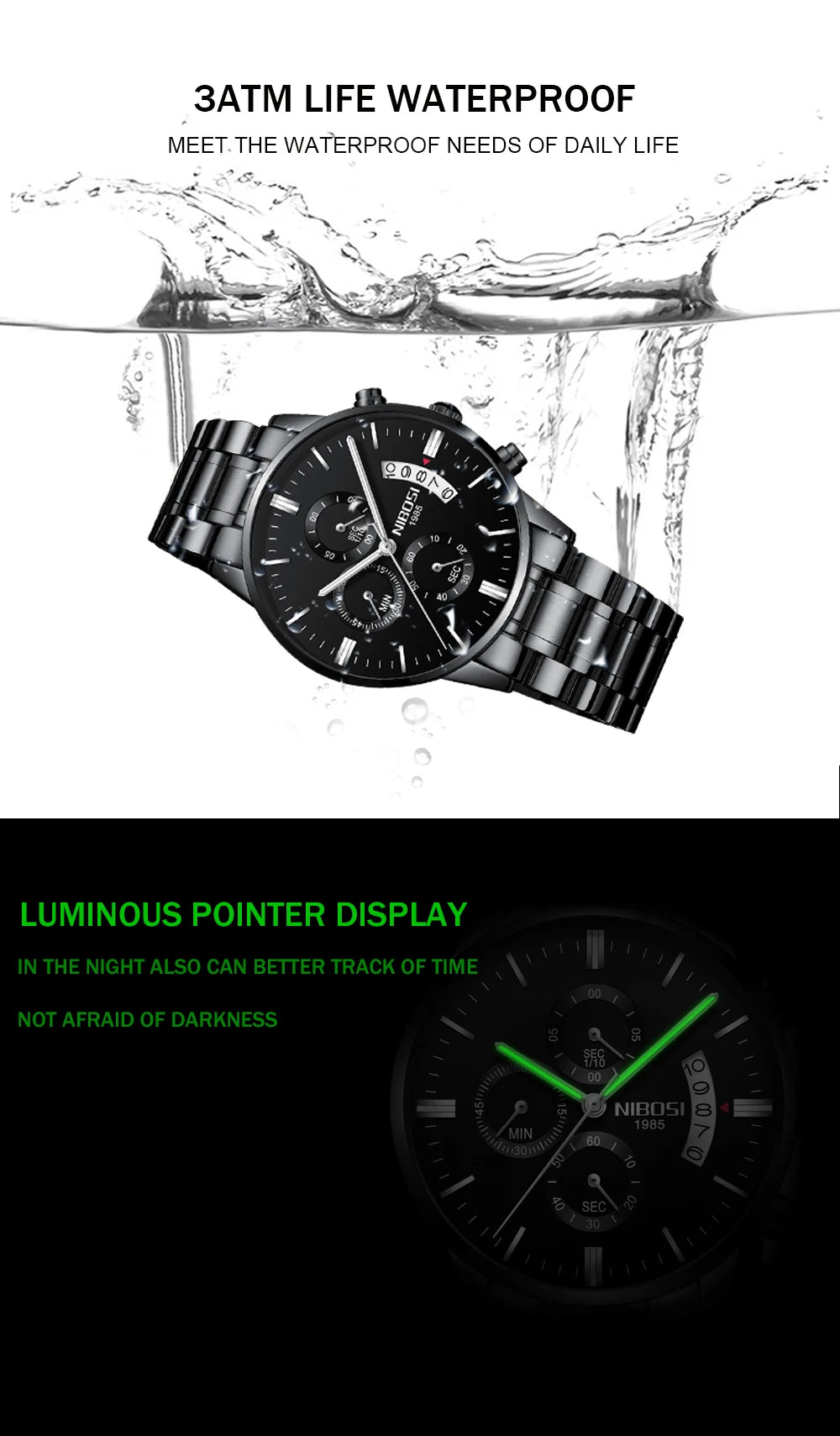 Nibosi relógios masculinos de luxo marca superior relogio masculino famoso moda casual vestido relógio militar quartzo relógios pulso saat
