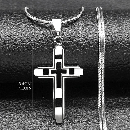 Cruz de Aço Inoxidável – Gargantilha Colar para Homem Banhada a Ouro – Joias Masculinas com Corrente Estilosa (Modelo N1173S02)
