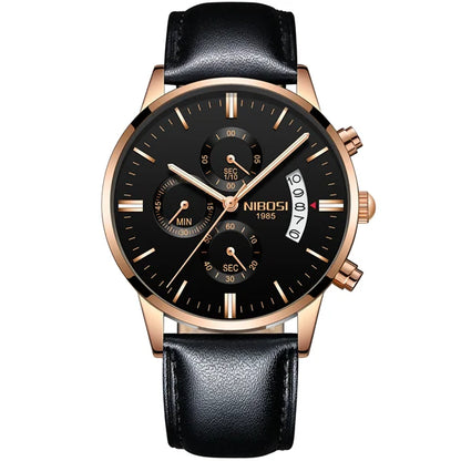 Relógio Masculino NIBOSI de Luxo - Marca Superior, Estilo Militar e Movimento Quartzo