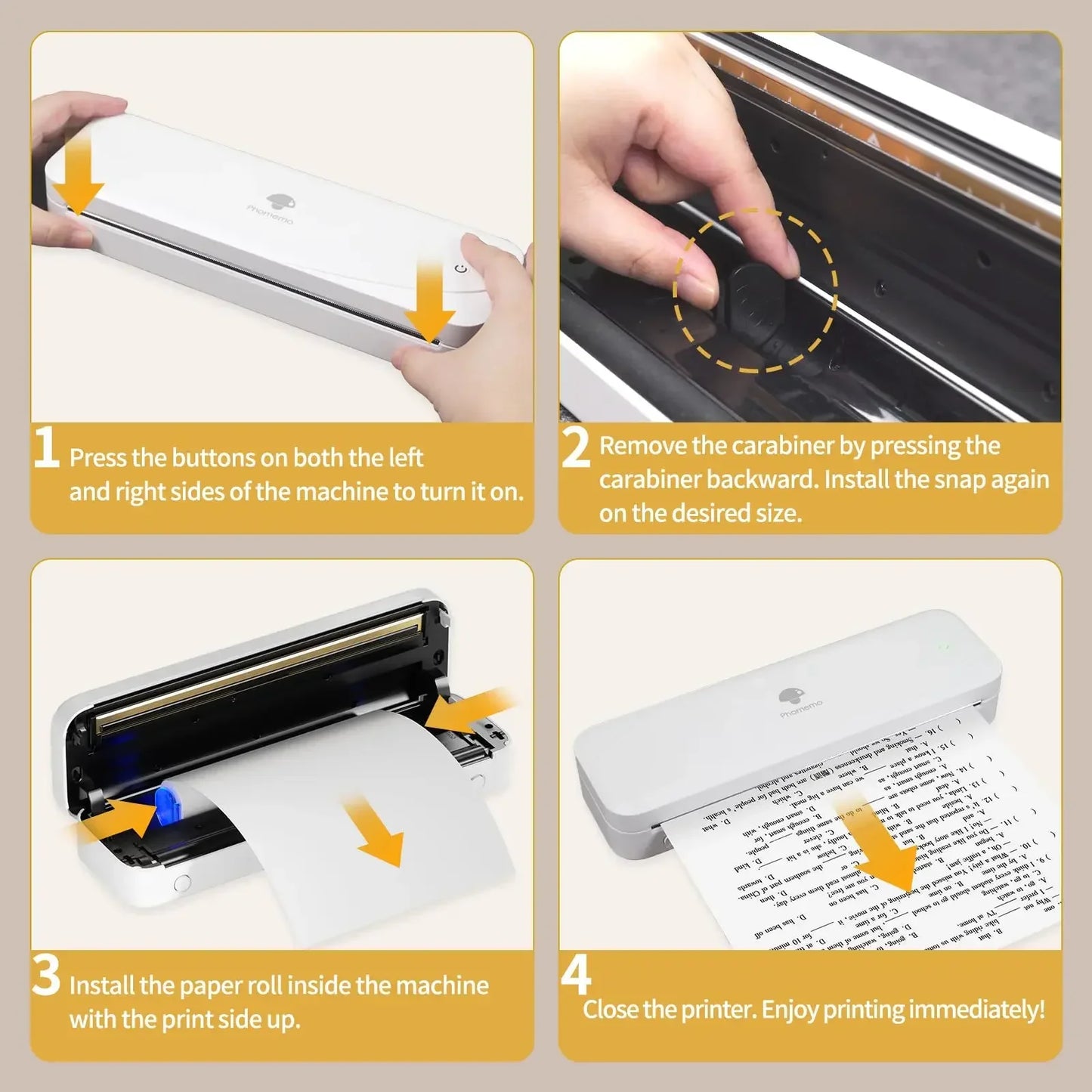 Phomemo M08F Impressora Térmica Portátil + Papel Térmico 50/80/110mm A4 Secagem Rápida - Compatível com M832/M834/M835 - Ideal para Estudo e Trabalho