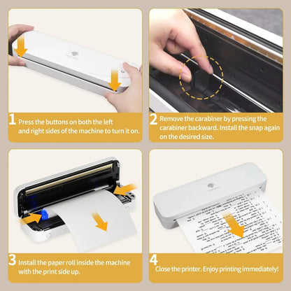 Phomemo M08F Impressora Térmica Portátil + Papel Térmico 50/80/110mm A4 Secagem Rápida - Compatível com M832/M834/M835 - Ideal para Estudo e Trabalho